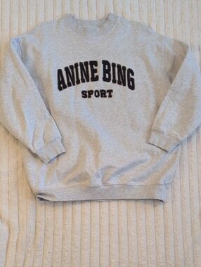 Anine Bing Grey Sweatshirt with Black Chenille Logo